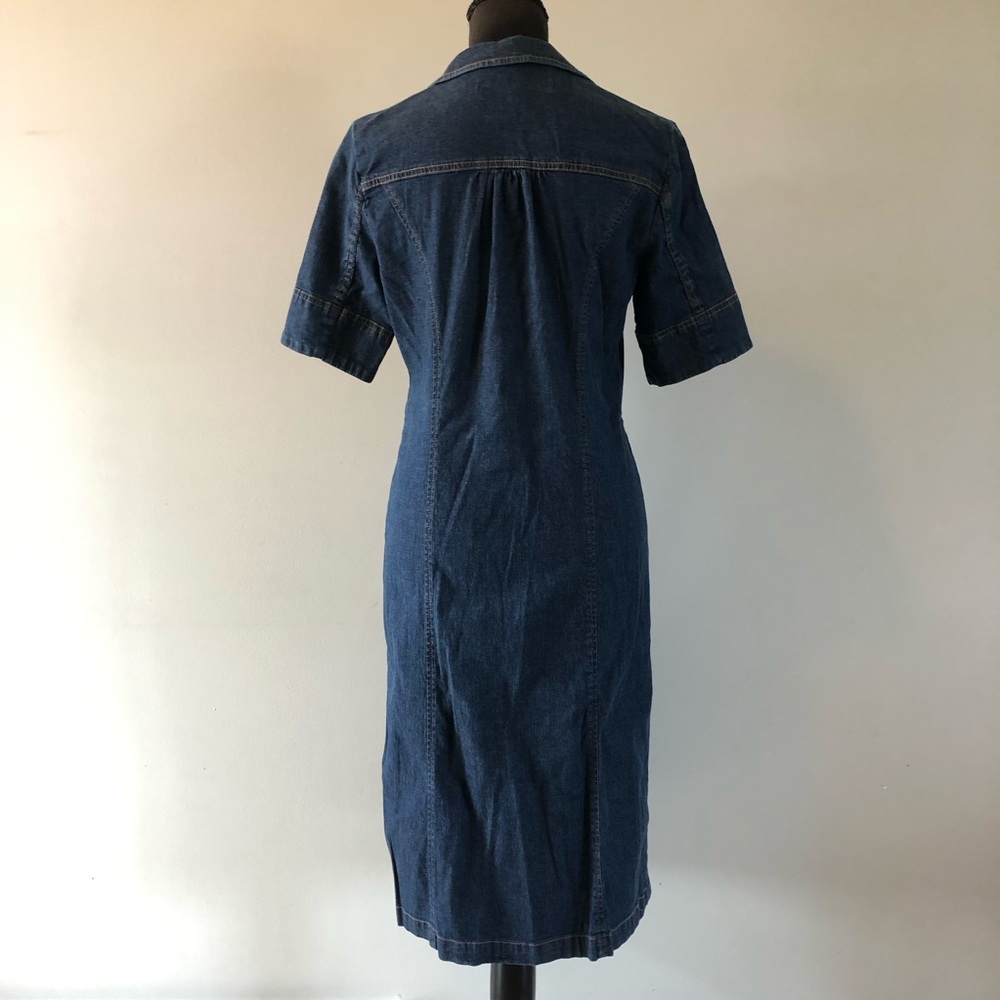 Women's Vintage FDJ French Dressing Blue Denim Button Front Midi Dress size 6 - Picture 5 of 10